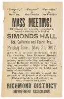 Handbill promoting a meeting to advocate the removal of the City Cemetery from the Richmond District