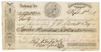 Bill of Exchange for $1,200 for funds deposited with Wells & Co. in San Francisco, sent Willis & Co., Boston, and redeemable at Messr. Beebee & Co. New York