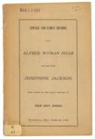 Lineage and Family Records of Alfred Wyman Hoar and His Wife Josephine Jackson with Notes on the Early History of Wright County, Minnesota.