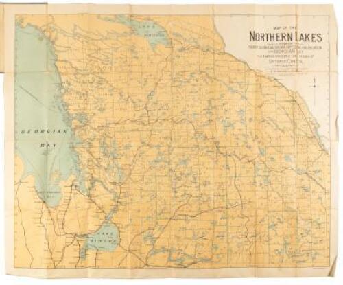 The Northern Lakes District of Ontario Showing All Rivers Lakes Islands in the Georgian Bay, Parry Sound, Nipissing, Muskoka, Haliburton, Algonquin Park and the Kawartha Lakes Districts... (Cover title)