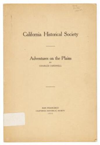 Adventures on the Plains (cover title)