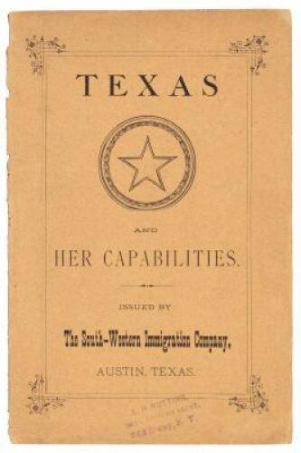 A Paper on the Resources and Capabilities of Texas, Read by Col. William W. Lang, Before the Farmer's Club of the American Institute, Cooper Union, New York, March 8th, 1881.