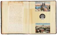 Scrapbook containing letters and postcards sent by a young woman traveling in Europe, sent to her parents