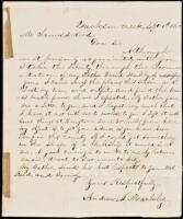 Autograph Letter Signed by Andrew Markley, to James F. Reed of Donner Party fame, asking for a job