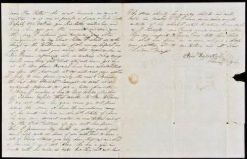 Autograph Letter Signed by Jeremy Taylor, from Sacrament, to a business partner in New London, Connecticut