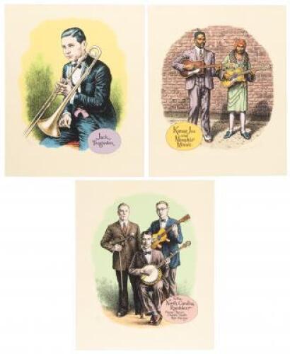 Beloved Music Makers of Days Gone By: Set of Three Limited Serigraphs Signed by R. Crumb