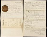 Two original documents regarding registration and ownership of a stock brand