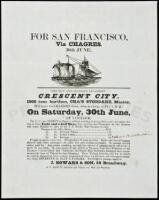 Lettersheet advertising the departure of he steamship Crescent City from New York City to Chagres