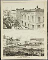 Fort Vigilant. Rooms of the Committee, Sacramento St. Betn. Davis & Front [Upper]; Mass Meeting Endorsing the Acts of the Vigilance Committe (sic), June 14th [Lower].