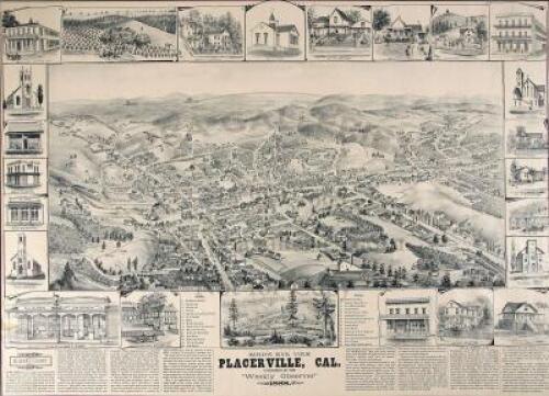 Bird's Eye View, Placerville, Cal. Published by the "Weekly Observer" 1888