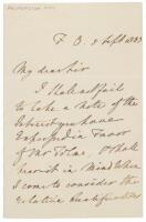 Signed letter from Prime Minister Lord Palmerston