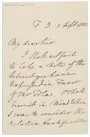 Signed letter from Prime Minister Lord Palmerston