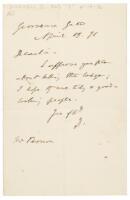 Signed holograph letter by Benjamin Disraeli