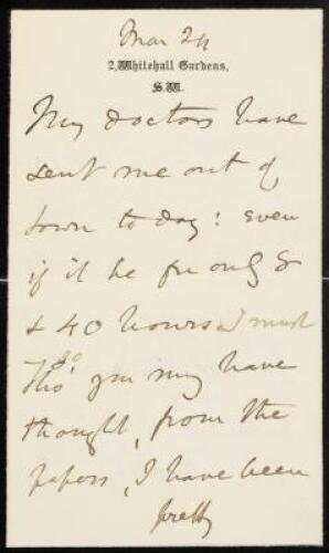 Signed holograph letter by Benjamin Disraeli