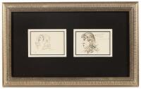 Original caricature drawings of Pablo Picasso and his wife