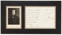 Signed holograph bifolium letter with portrait plate