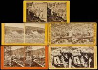 Five stereoviews of mines and mining activities in California