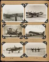 Album of approximately 310 snapshot photographs, many of aircraft, taken by and of an American airman in Europe, mostly Germany, following World War II