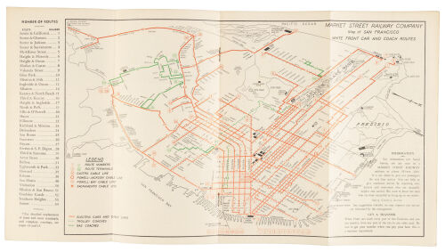 Market Street Railway Company Map of San Francisco White Front Car and Coach Routes [as published in] San Francisco: A Guide of the City Wide System