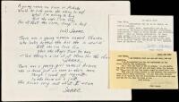 Typed post card signed and several original limericks