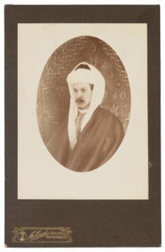 Photograph portrait of Sir Richard F. Burton, explorer, as a young man, wearing a turban