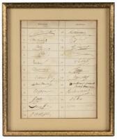 Leaf Signed by Twenty-Three French Physicians and Zoologists