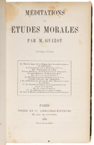 Méditations et Études Morales François Pierre Guillaume Guizot