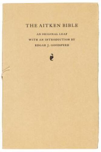 The Aitken Bible: An Original Leaf