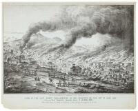 View of the Last Great Conflagration in San-Francisco on the 22d of June, 1851. Ten Squares burned. Loss $3,000,000. View Taken from the head of California Street During the Progress of the Fire