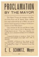 Proclamation by Mayor E.E. Schmitz of San Francisco authorizing police to kill looters following the 1906 earthquake and fire