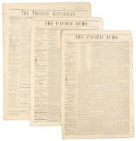 Nine vintage 19th century newspapers from towns and small cities in California and Nevada