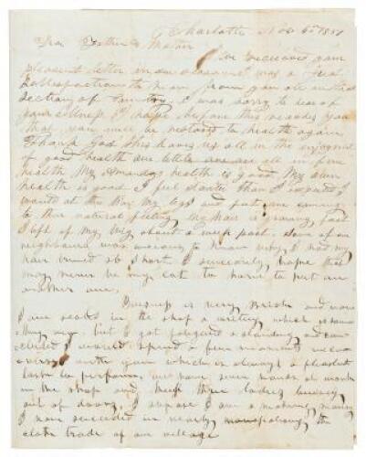 Letter with news about captured fugitive slave committing suicide in his jail cell