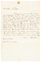 Autograph Letter Signed by John Quincy Adams' in-law inquiring about her ex-slave