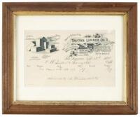 Framed receipt from Truckee Lumber Co. dated Sept. 26th 1894