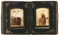 Collection of 19th century portrait photographs in velvet and leather album