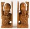 Two Carved Wooden Bookends