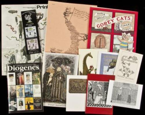 Edward Gorey ephemera, magazines containing art, and other miscellaneous items