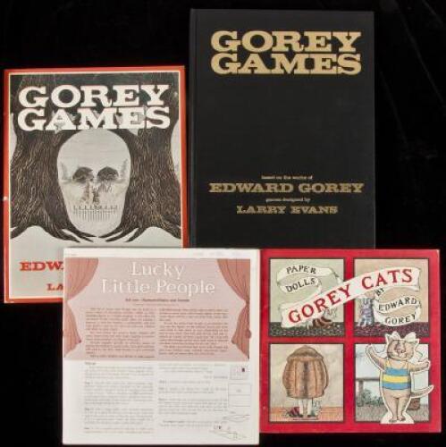 Four game sets by Edward Gorey, including 2 editions of Gorey Games, and paper dolls, puppets