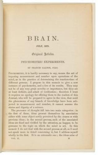 Psychometric Experiments - article from Brain, July 1879