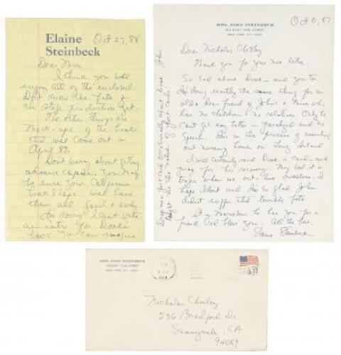 Two autograph letters signed by Elaine Steinbeck related to John's close friend Carlton "Dook" Sheffield