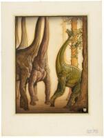 Original William Stout Painting, "TALLEST," Depicting a Dinosaur Confrontation