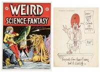 OrlandoCon 1975 Souvenir Booklet with ORIGINAL Harvey Kurtzman Sketch [and] Loose Sheet SIGNED by Bill Gaines, Roy Krenkel, Vaughn Bode, Jeff Jones, Steranko, and Others [and] Weird Science-Fantasy Annual No. 1 Cover Print, SIGNED by Al Feldstein