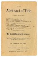 Abstract of Title to... Main Street Addition to the City of Houston. Also a Tract of Land owned by J. C. Hutcheson in the Main Street Addition... in Harris County