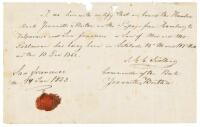 Autograph Document certifying a birth in mid-ocean en route from Europe to California
