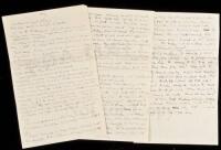 Three pages of manuscript notes on Zane Grey's fishing trip to Deer Creek, Washington