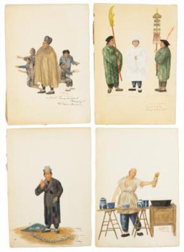 Twenty Original Watercolor Illustrations Depicting Chinese and East Asian Tradesmen