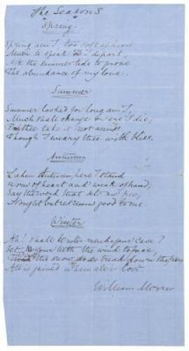 Autograph manuscript draft of the poem &ldquo;The Seasons&rdquo;