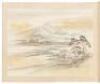 Album with 30 large ink & watercolor paintings of Japanese country scenery - 10