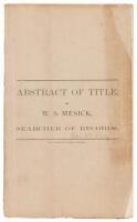 Abstract of the Title to the Block, Bounded by O and P. 27th and 28th Streets, City of Sacramento, Through and Under John A. Sutter