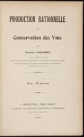 Production rationnelle et conservation des vins